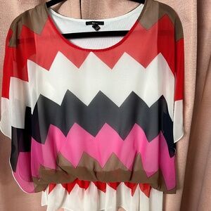 Multicolor Top. 100% polyester. Size small.